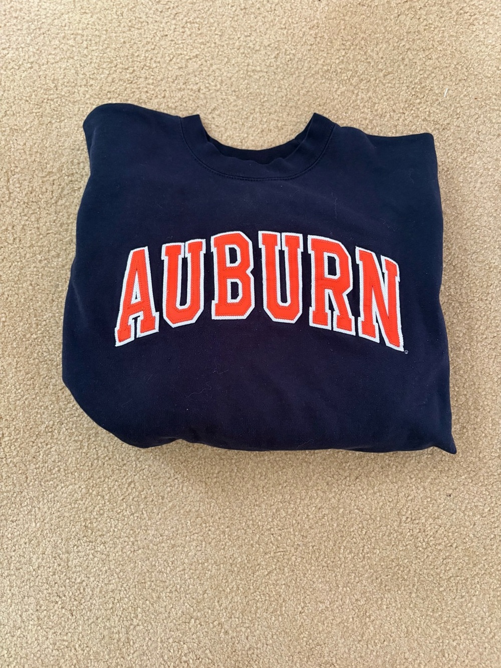 Navy Auburn Crewneck Sweatshirt with Orange Lettering